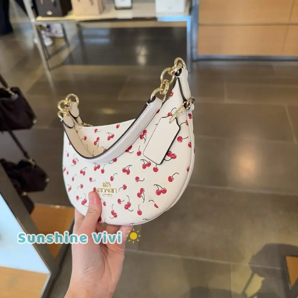 NWT Coach CFD04 Mini Payton Bag With Cherry Print In Chalk/Multi Leather/Gold